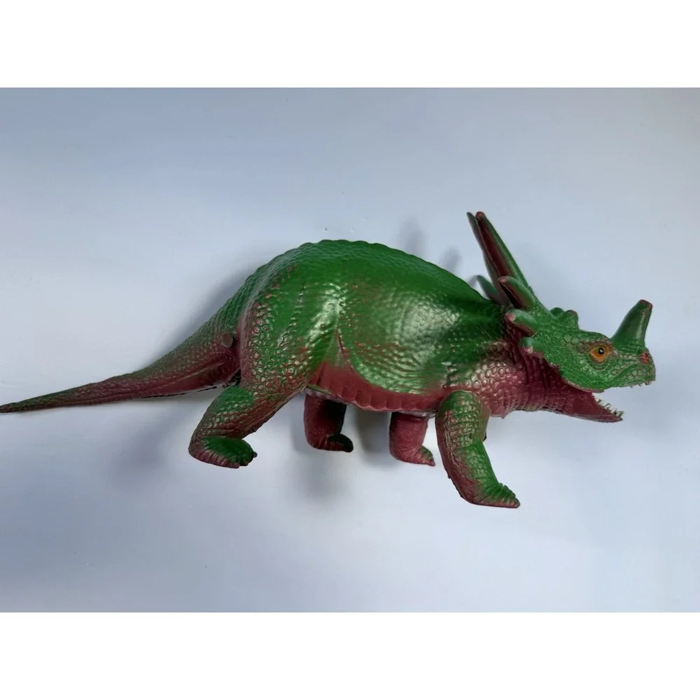 Vintage Dor Mei Styracosaurus Dinosaur 1986 Green 12.5 Inch Figure